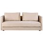 Sofa Bed Beige Velvet 3 Seater Storage Compartment Removable Cushions