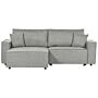 Right Hand Corner Sofa Bed Grey Fabric Polyester Upholstered 3 Seater L-shaped Bed With Cushions Sleeping Function