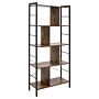 Homcom Industrial Storage Shelf Bookcase Closet Floor Standing Display Rack With 5 Tiers, Metal Frame For Living Room & Study, Rustic Brown