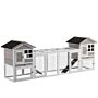 Pawhut 2 In 1 Rabbit Hutch, Double Main House Guinea Pig Hutch, Wooden Small Animal House With Run Box, Slide-out Tray, Ramp, 259 X