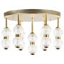 Pendant Lamp Gold Metal Iron Glass Shade Integrated Led Lights Round Shape Modern Glamour Lighting