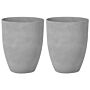 Plant Pot Set Of 2 43x52 Grey Stone Polyresin Planter