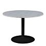 Tarifa Round Dining Table With White Polished Marble Top And Black Base