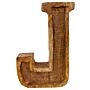 Hand Carved Wooden Embossed Letter J