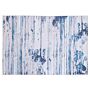 Area Rug Carpet Beige And Blue Polyester Fabric Abstract Distressed Pattern Rubber Coated Bottom 140 X 200 Cm