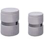 Set Of 2 Storage Pouffes Light Grey Polyester Velvet Upholstery Footstool