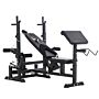 Homcom Multi-exercise Full-body Weight Rack With Bench Press, Leg Extension, Chest Fly Resistance Band & Preacher Curl