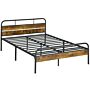 Homcom Industrial-style Double Bed Frame - Black/brown