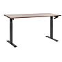 Manually Adjustable Desk Dark Wood Tabletop Black Steel Frame 160 X 72 Cm Sit And Stand Square Feet Modern Design Office Beliani