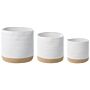 Set Of 3 Storage Baskets Cotton Jute White And Natural Laundry Bins