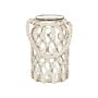 Lantern Off-white Glass 28x16cm Macrame Rope Handle Jar Single Candle