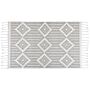 Area Rug Grey And White 140 X 200 Cm Synthetic Material Decorative Tassels Indian Style