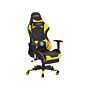 Gaming Chair Black And Yellow Faux Leather Swivel Adjustable Armrests And Height Footrest