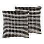 Set Of 2 Scatter Cushions Black And White Cotton 45 X 45 Cm Pillow Cover Checked Pattern With Polyester Filling