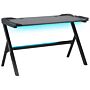 Gaming Desk Black Mdf Metal Legs Rectangular 120 X 60 Cm With Rgb Lights Modern Design Home Office Furniture Beliani