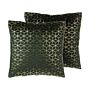 Decorative Cushion Green Velvet Cube Pattern 45 X 45 Cm Geometric Foil Print