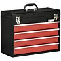 Durhand 4 Drawer Tool Chest, Lockable Metal Tool Box With Ball Bearing Runners, Portable Toolbox, 510mm X 220mm X 395mm