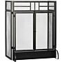 Homcom 3-panel Folding Fireplace Screen With Door, Freestanding Spark Guard, Metal Mesh Fireguard, Black