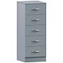 Vida Designs Riano 5 Drawer Narrow Chest, Grey