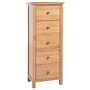 Vidaxl Tall Chest Of Drawers 45x32x110 Cm Solid Oak Wood