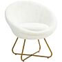 Homcom Faux Fur Accent Chair With Golden Metal Legs, Upholstered Comfy Chair With Non-slip Footpads, Seat Cushion For Bedroom, Living Room And Office, White