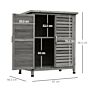 Outsunny Garden Shed Wooden Garden Storage Shed 2 Door Unit Solid Fir Wood Garage Tool Organisation Cabinet, 87l X 46.5w X 96.5hcm, Grey