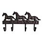 Rustic Cast Iron Wall Hooks, Three Horses