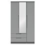 Milan Tall Triple 2 Drawer Mirrored Wardrobe In Dusk Grey