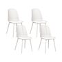 Set Of 4 Dining Chairs White Synthetic Seat And Legs Open Net Design Backrest