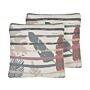 Set Of 2 Decorative Cushions Multicolour Polyester Cotton 45 X 45 Cm Striped Leaf Pattern Paint Print Pillow