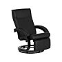 Reclining Armchair Black Faux Leather Adjustable Back Wooden Base Pull-out Footstool High Back