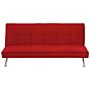 Sofa Bed Red 3-seater Quilted Upholstery Click Clack Metal Legs