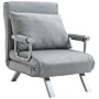 Homcom 2-in-1 Design Single Sofa Bed Sleeper, Foldable Armchair Bed Lounge Couch W/ Pillow, Light Grey