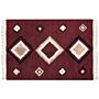 Area Rug Red Cotton 160 X 230 Cm Rectangular With Tassels Diamond Pattern Boho Oriental Style