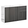 Homcom High Gloss Sideboard, Side Cabinet, Push-open Design With 2 Drawer, Light Grey And White