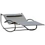 Outsunny Hanging Chair Double Hammock Chair Sun Lounger Outdoor Patio Garden Swing Rock Seat Grey