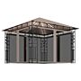 Vidaxl Gazebo With Mosquito Net&led String Lights 3x3x2.73 M Taupe