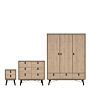 Ry 3 Piece Bundle, Bedside, Chest And 3 Door 3 Drawer Wardrobe In Jackson Hickory Oak