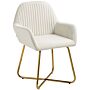 Homcom Modern Arm Chair Upholstered Accent Chair With Metal Base For Living Room Cream White