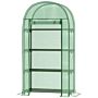 Outsunny 80x49x160cm Mini Greenhouse, Portable Gardening Plant With Storage Shelf, Roll-up Zippered Door, Metal Frame And Pe Cover, Green