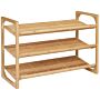 Homcom 3-tier Shoe Rack, Bamboo Shoe Storage Organizer With Slatted Shelves, Free Standing Shoe Shelf Stand For 9 Pairs Of Shoes Natural