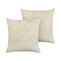 Set Of 2 Decorative Cushions Beige And Cream 45 X 45 Cm Elegant Pattern Square