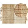 Area Rug Beige Jute160 X 230 Cm Fringed Hand Woven