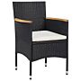 Vidaxl 5 Piece Garden Dining Set Poly Rattan And Solid Wood Black