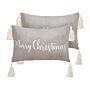 Set Of 2 Scatter Cushions Grey Cotton Velvet 30 X 50 Cm Christmas Motif Caption With Tassels Accessories