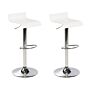 Set Of 2 Bar Stools White With Footstool Swivel Gas Lift Adjustable Height