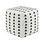 Pouffe White And Black Cotton 45 X 45 Cm Geometric Pattern Decorative Seat Handmade