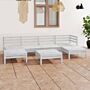 Vidaxl 7 Piece Garden Lounge Set White Solid Wood Pine