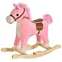 Homcom Kids Ride On Plush Rocking Horse W/ Sound Pink