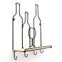 Wine Bottles Wall Shelf & 4 Hooks